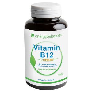 Vitamin B12 biologisch aktiv 500µg + Piperin, 90 VegeCaps